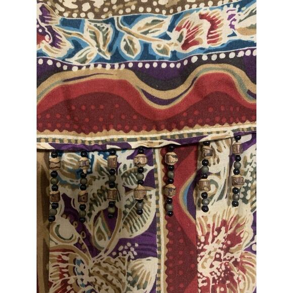 Vintage Clues Collection Boho Hippie Peasant Ethnic Beaded Trim Jumpsuit 6 - Picture 3 of 9